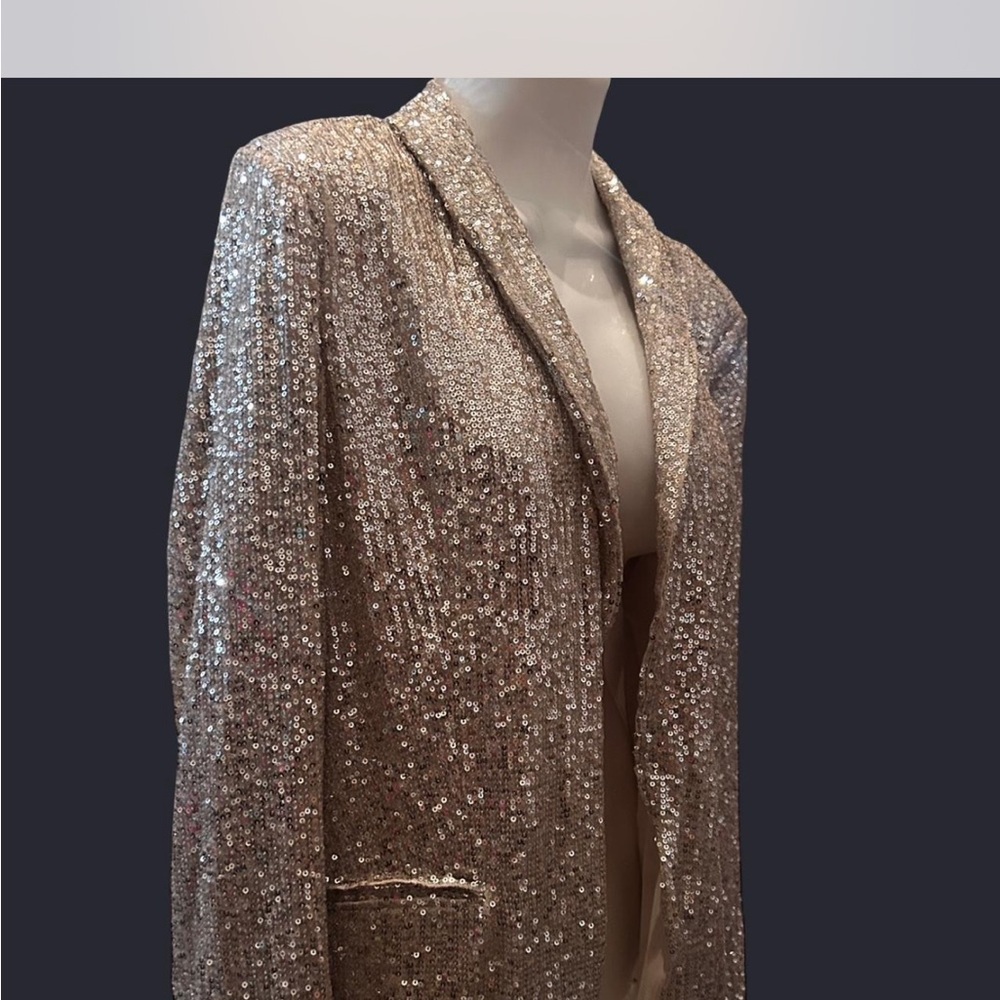 Elegant Silver Sequin Women's Blazer